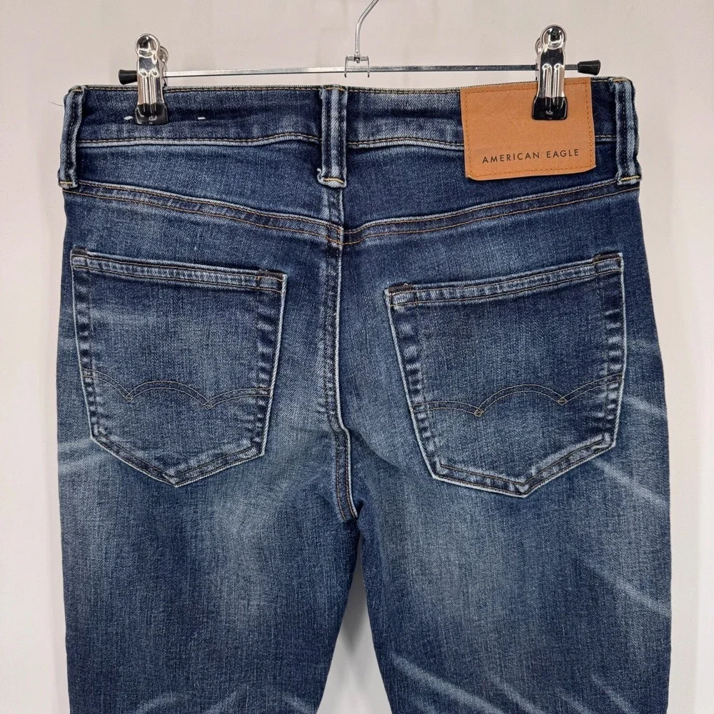 American Eagle Slim Straight Jeans Mens 28x28 Blue Cotton Next Level Airflex